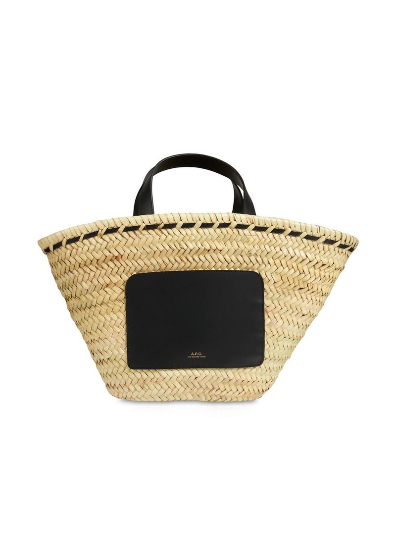 A.P.C. Zoe Raffia & Leather Top Handle Bag