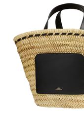 A.P.C. Zoe Raffia & Leather Top Handle Bag