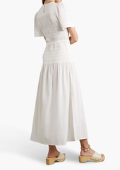 APIECE APART - Siempre smocked cotton-seersucker maxi dress - White - L