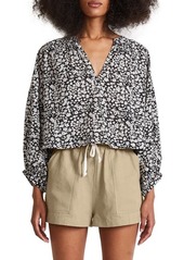 Apiece Apart Topa Floral Organic Cotton Popover Blouse in Tiny Flowers Black And White at Nordstrom