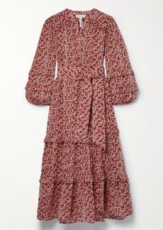 Apiece Apart Gracia Flamenca Belted Ruffled Floral-print Organic Cotton-voile Midi Dress