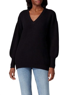 Apiece Apart Napoli Oversized V-Neck Sweater In Black