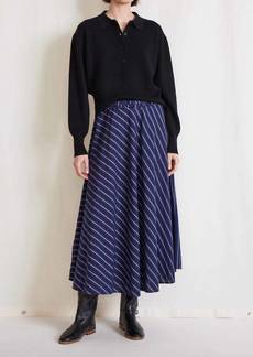 Apiece Apart Rene Midi Skirt In Navy Stripe