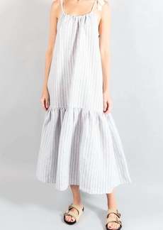 Apiece Apart Shoulder Tie Dress In Textured Stripe Print