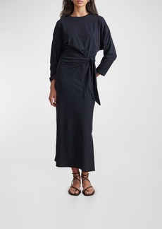 Apiece Apart Vanina Tie-Waist Organic Cotton Midi Dress