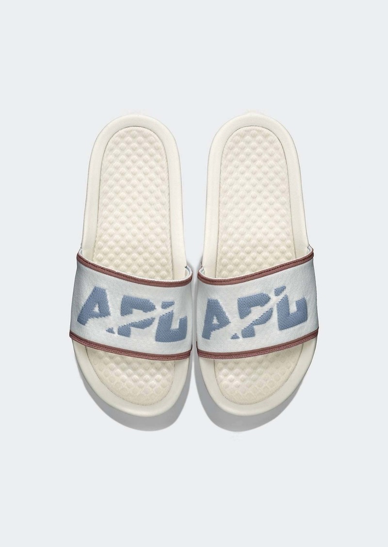 APL Athletic Propulsion Labs Women's Big Logo Techloom Slide In Ivory/forged Blue/beachwood