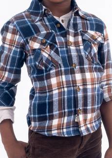 Appaman Boys Flannel Shirt In Blue