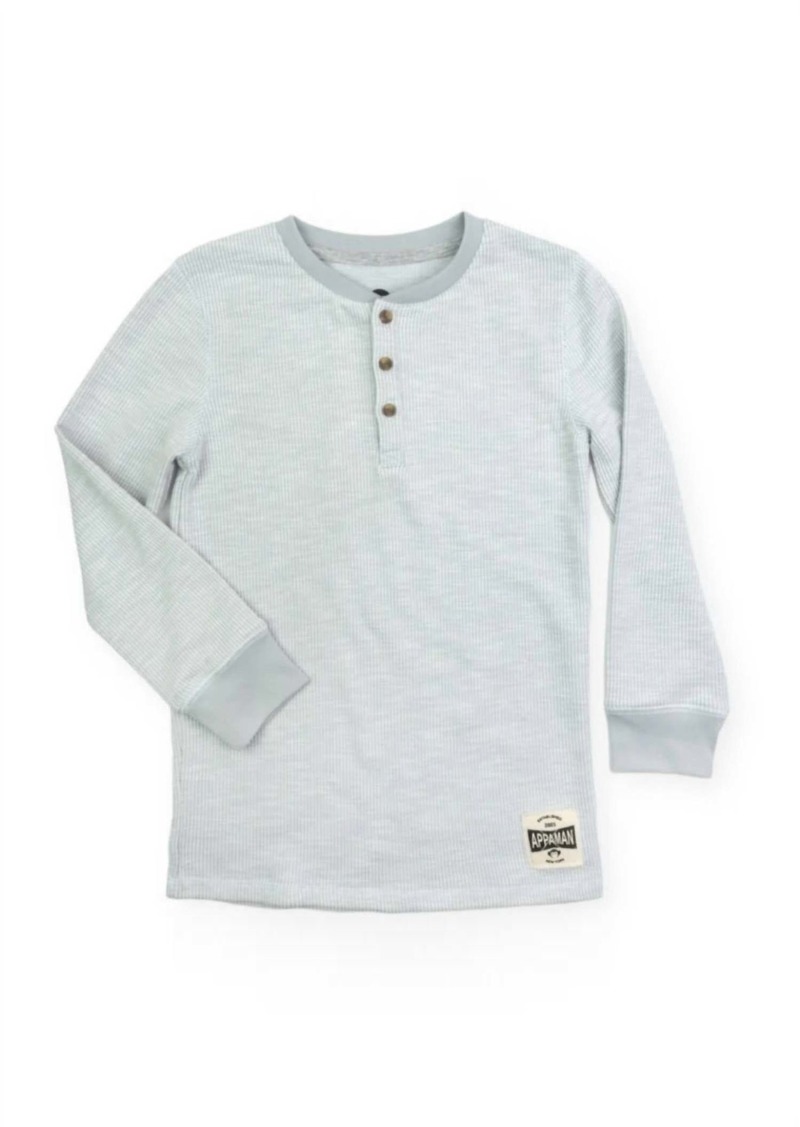 Appaman Kid's Craftsman Thermal Henley Shirt In Cool Grey