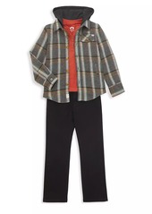 Appaman Little Boy's & Boy's Glen Plaid Hood Button-Front Shirt