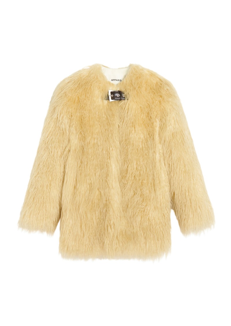 Apparis - Petra Recycled Mongolian Fur Coat - Tan - S - Moda Operandi