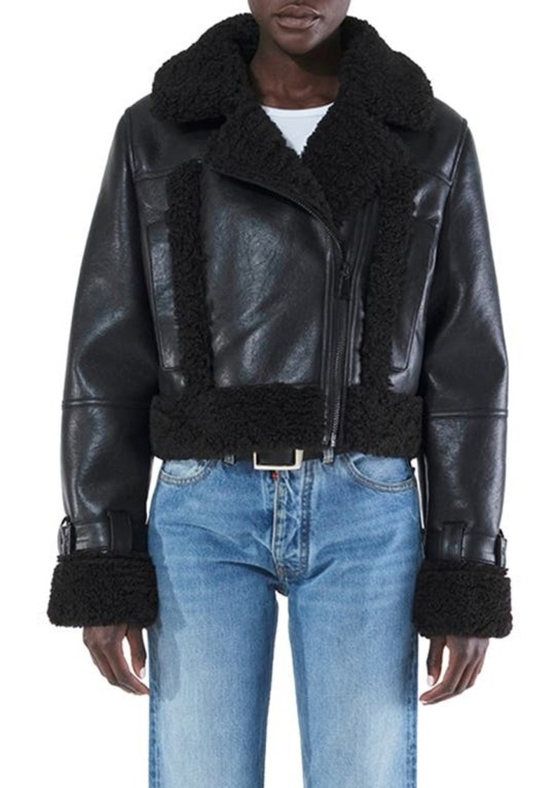 Apparis Jay Faux Leather & Faux Shearling Moto Jacket