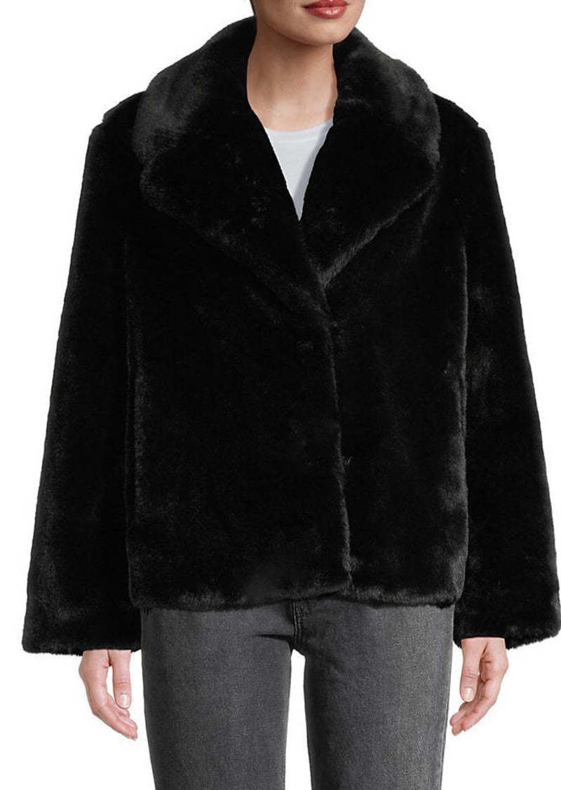 Apparis Milly Plant-Based Faux-Fur Coat, Black