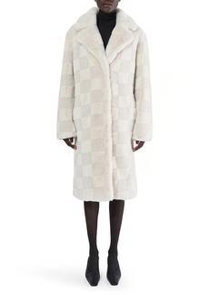 Apparis Tikka Checkerboard Faux Fur Coat
