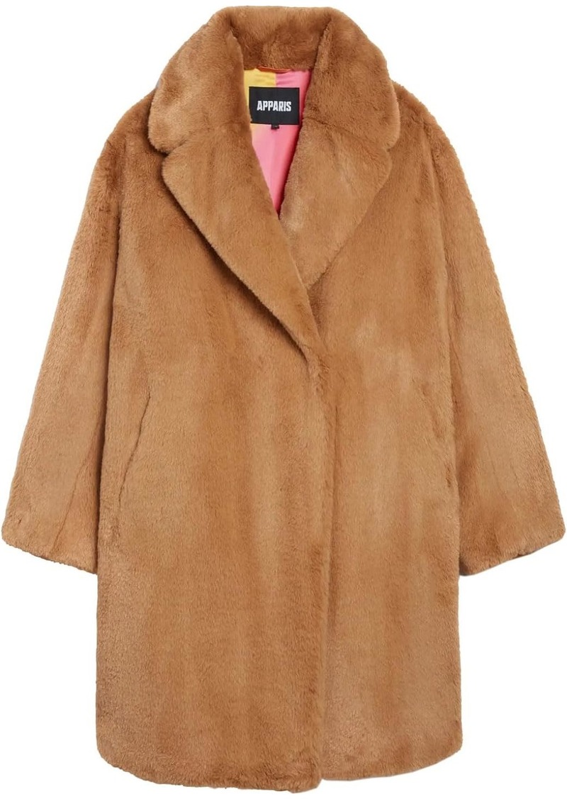 Apparis Women's Stella Faux Fur 3/4 Coat, Biscuit Brown