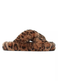 APPARIS Biba Leopard Print Faux Fur Slippers