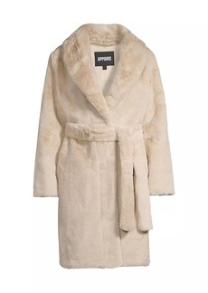 APPARIS Bree Belted Faux Fur Wrap Coat