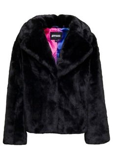 APPARIS 'Milly' Black Jacket with Revers Collar in Eco Fur Woman