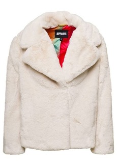 APPARIS 'Milly' White Jacket with Revers Collar in Eco Fur Woman