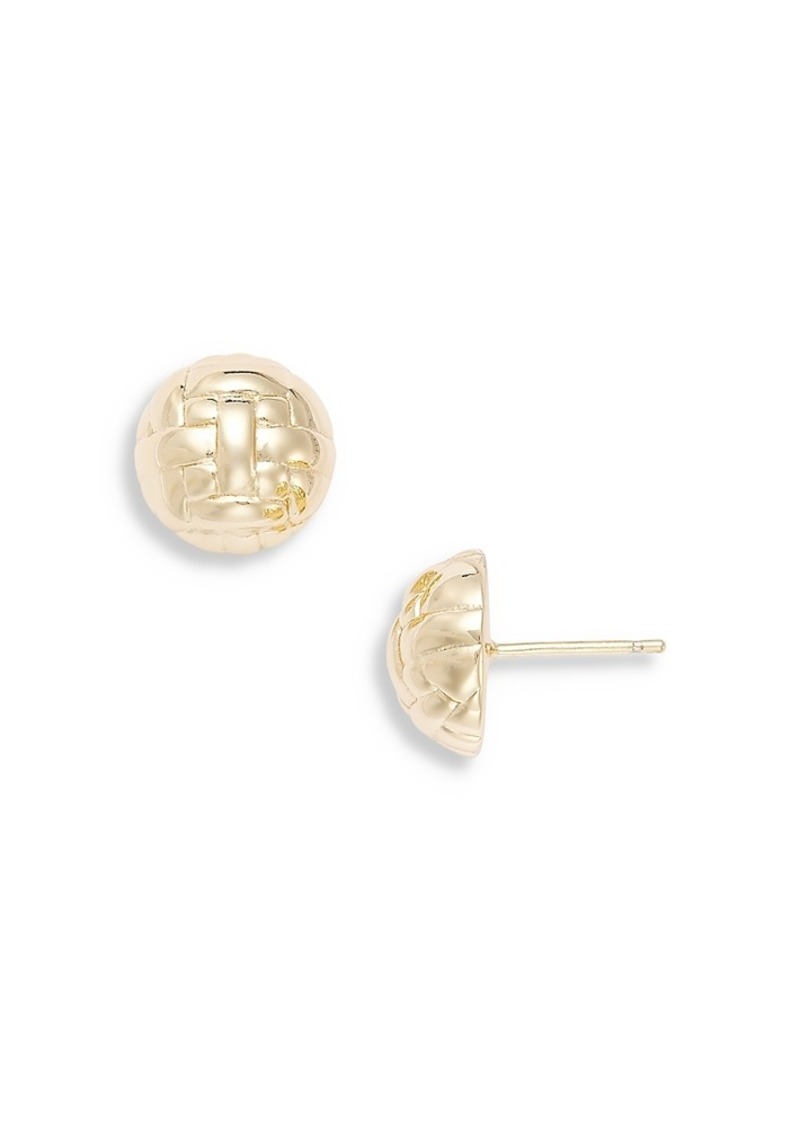 Aqua Basket Weave Dome Stud Earrings - Exclusive