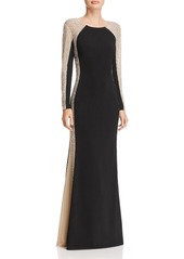 AQUA Beaded Color-Blocked Gown - 100% Exclusive
