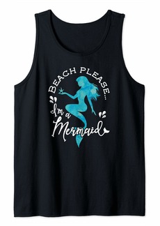 Aqua Blue Watercolor Beach Please I'm a Mermaid Tank Top