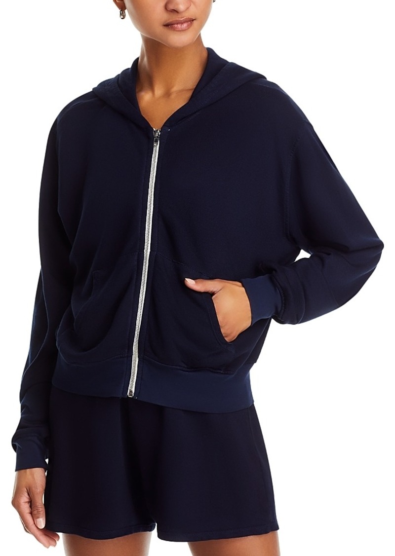 Aqua Bowman Cropped Zip Up Hoodie - Exclusive