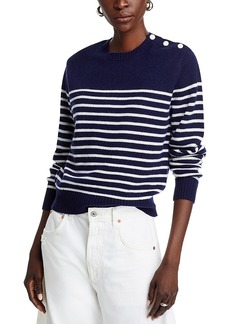 Aqua Cashmere Button Shoulder Striped Sweater - 100% Exclusive