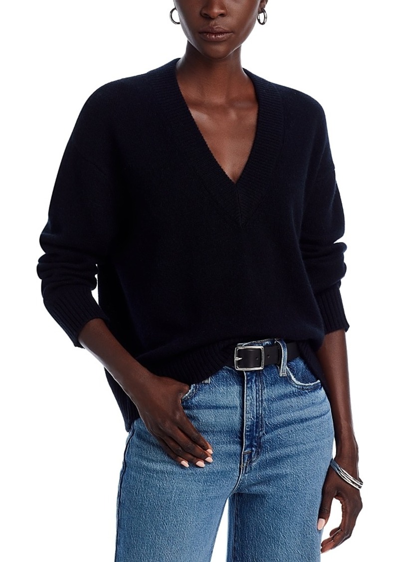 Aqua Cashmere Drop Shoulder V Neck Sweater - Exclusive