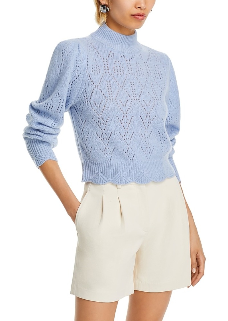 Aqua Cashmere Pointelle Mock Neck Sweater - Exclusive