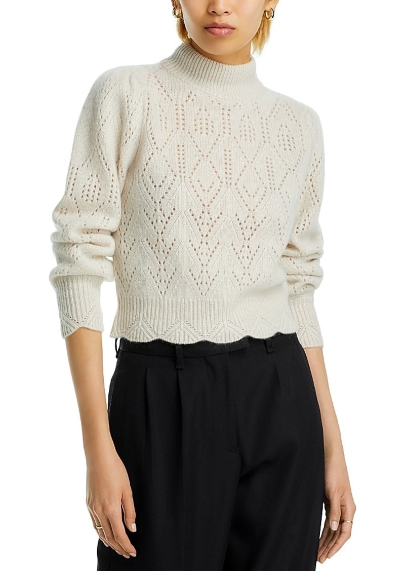 Aqua Cashmere Pointelle Mock Neck Sweater - Exclusive