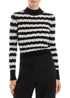 Aqua Cashmere Pointelle Stripe Cropped Cashmere Sweater - 100% Exclusive