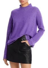 Aqua Cashmere Rolled Edge Mock Neck Brushed Cashmere Sweater - 100% Exclusive