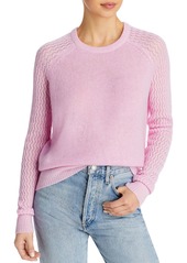 AQUA Cashmere Shell Stitch Sleeve Cashmere Sweater - 100% Exclusive