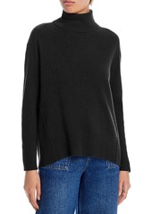 Aqua Cashmere Turtleneck Ribbed Panel Cashmere Sweater - 100% Exclusive