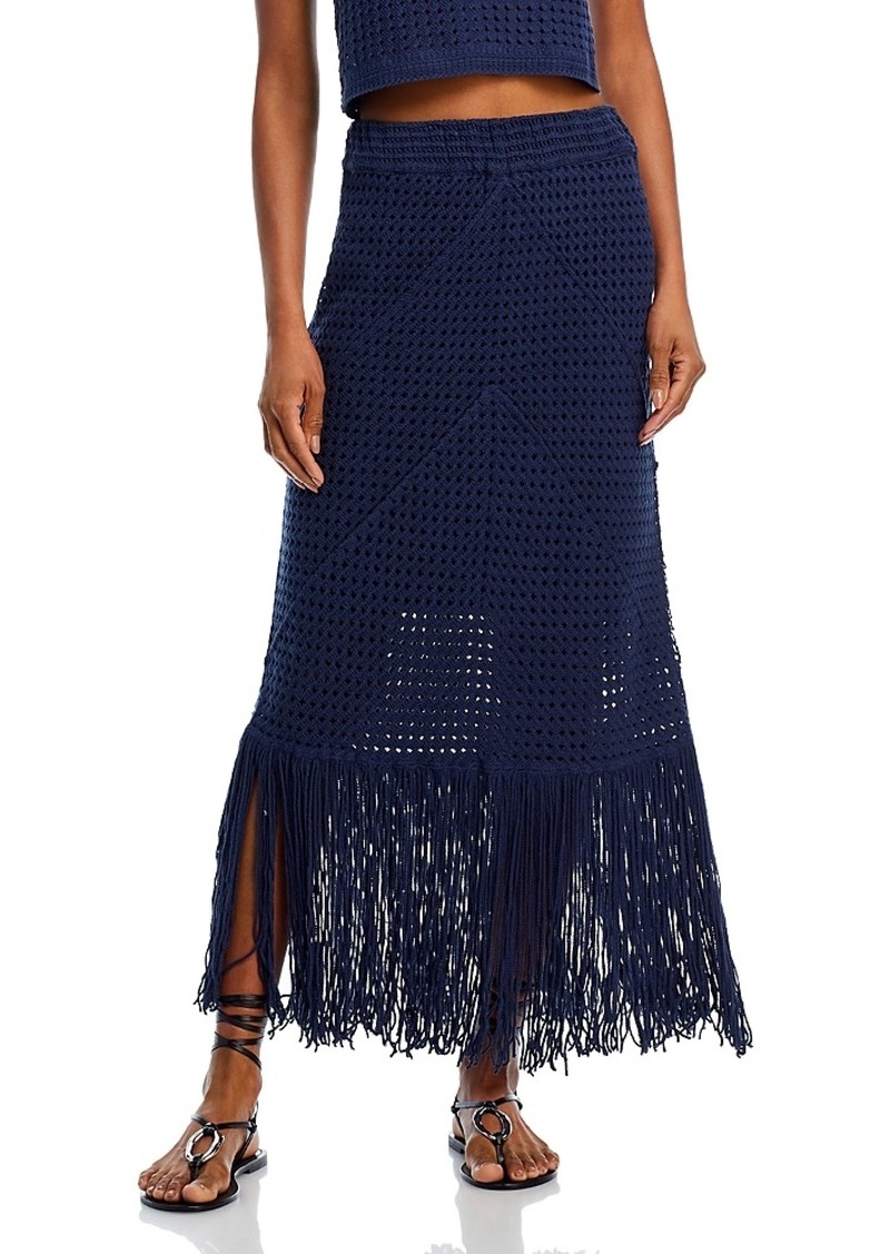 Aqua Crochet Fringe Maxi Skirt - 100% Exclusive