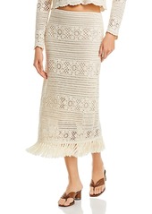 Aqua Crochet Fringe Midi Skirt - 100% Exclusive