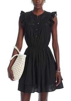 Aqua Crochet Trim Dot Cotton Dress - 100% Exclusive