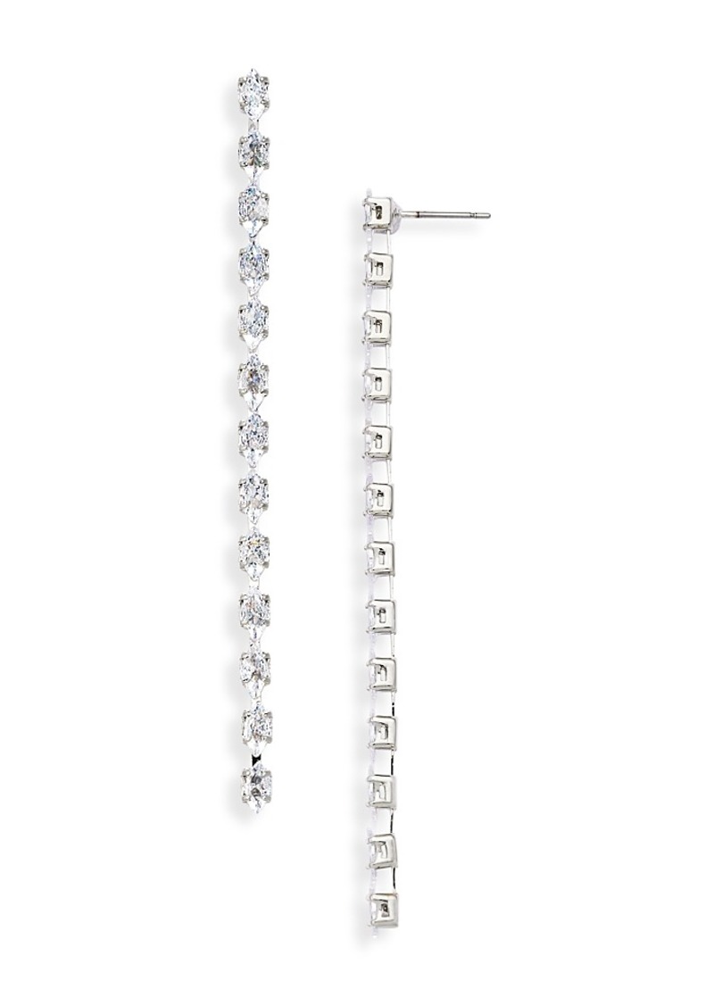 Aqua Cubic Zirconia Linear Drop Earrings - Exclusive