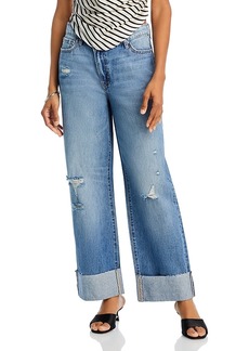 Aqua High Rise Wide Leg Cuffed Dad Jeans in Medium Wash - 100% Exclusive