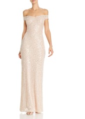 AQUA Embellished Off-the-Shoulder Gown - 100% Exclusive