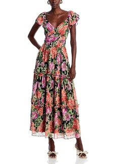 Aqua Embroidered Floral Maxi Dress - 100% Exclusive