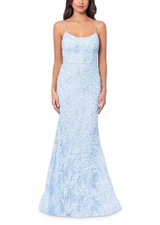 Aqua Embroidered Lace Gown - 100% Exclusive