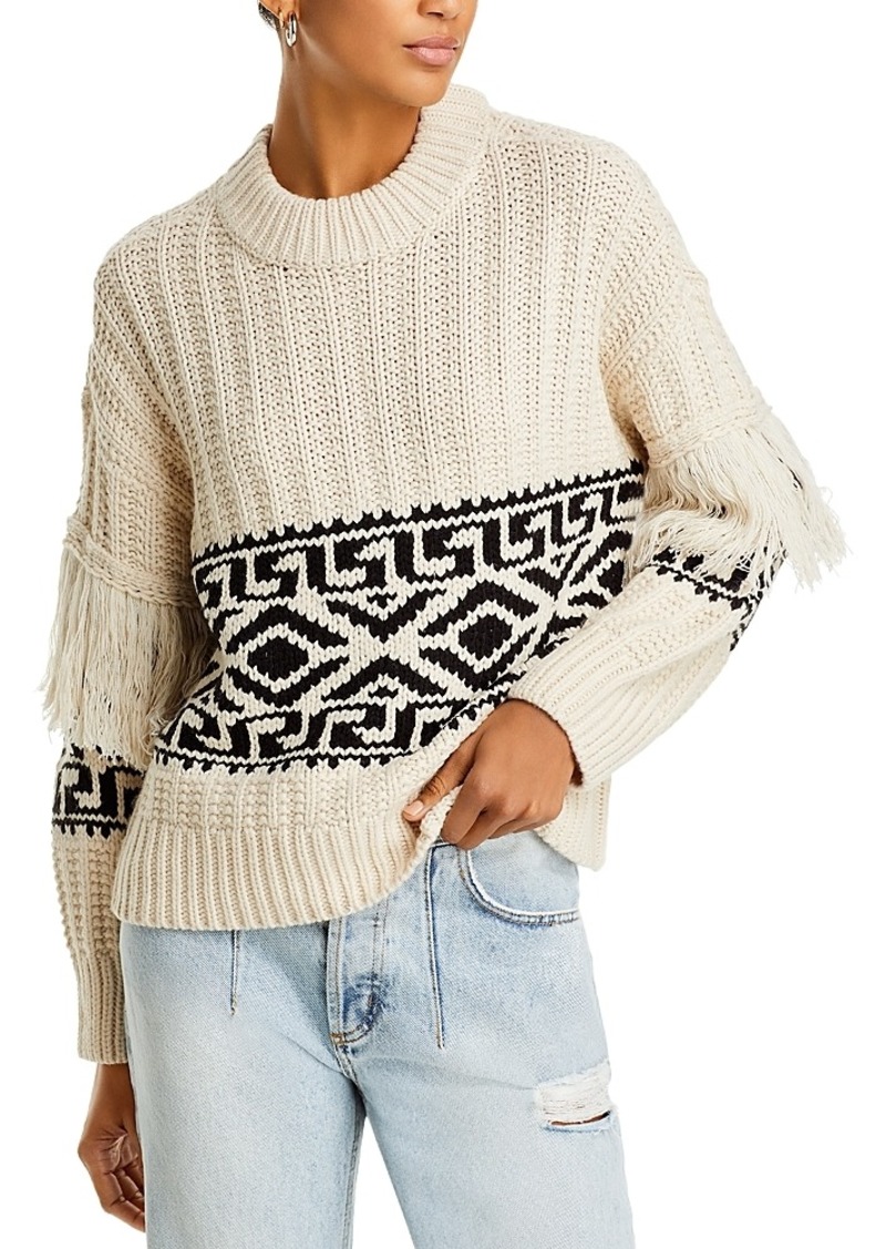 Aqua Fair Isle Fringe Sleeve Sweater - 100% Exclusive