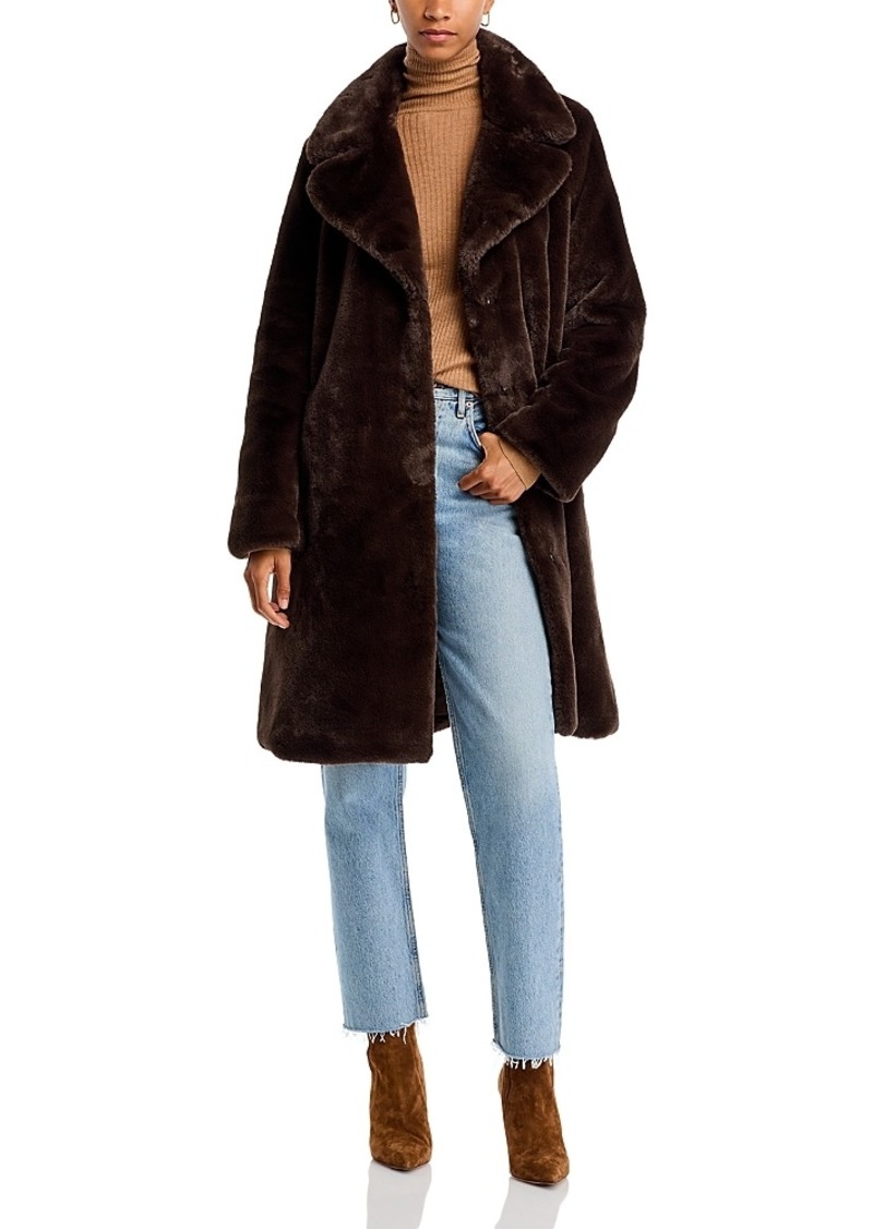 Aqua Faux-Fur Coat With Wide Lapels- Exclusive