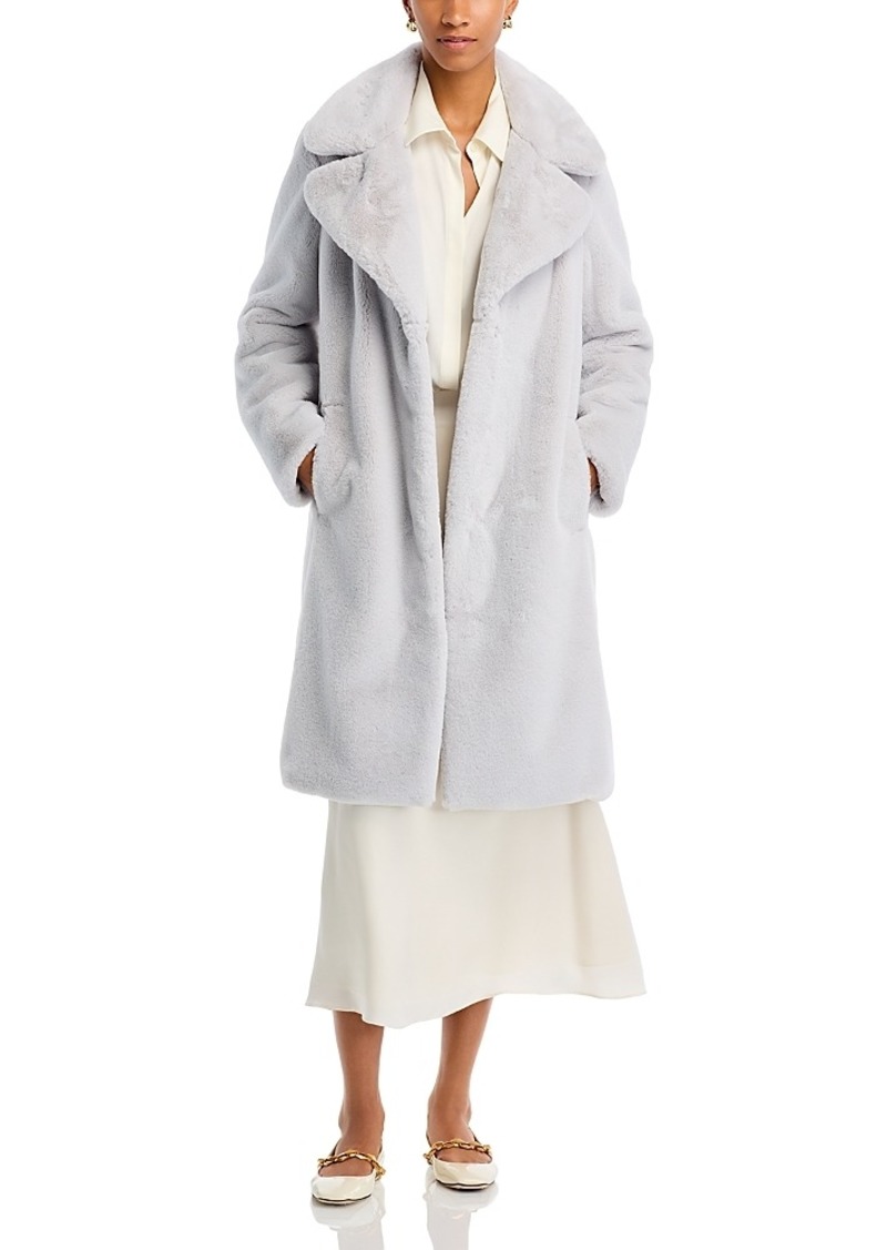 Aqua Faux-Fur Coat With Wide Lapels- Exclusive