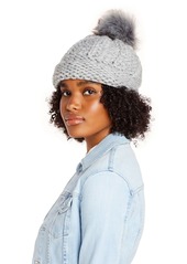 AQUA Faux Fur Pom-Pom Knit Hat