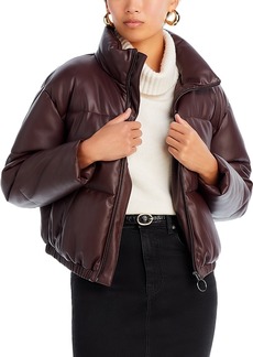 Aqua Faux Leather Puffer Jacket - 100% Exclusive