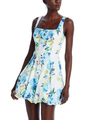 Aqua Floral Print Bubble Hem Dress - 100% Exclusive