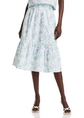 Aqua Floral Smocked Waist Midi Skirt - 100% Exclusive