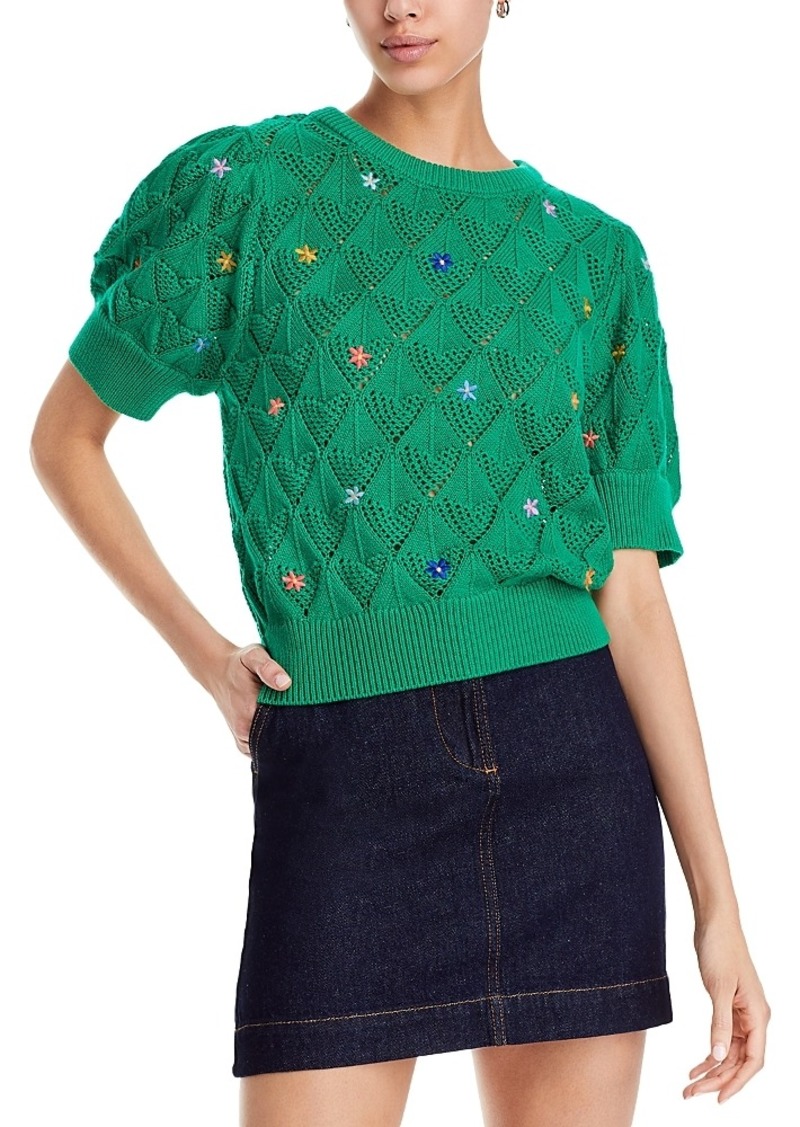 Aqua Flower Embroidered Sweater - 100% Exclusive